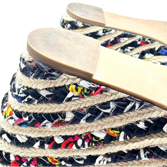 Betsey Johnson Wedge Espadrilles Rainbow Black Jute Bow & Ankle Strap - Picture 12 of 14